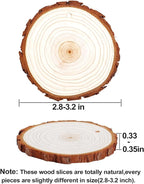 wohohoho 32pcs 2.8-3.2 inches Natural Wood Slices, Unfinished Craft Wood Kit - Image 2