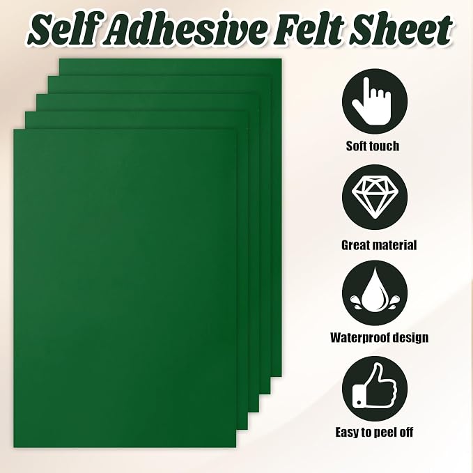 Biaungdo 6 Pcs 8 x 12 Inch Felt Fabric Sheets, Dark Green Square Felt Sheet | - Image 6