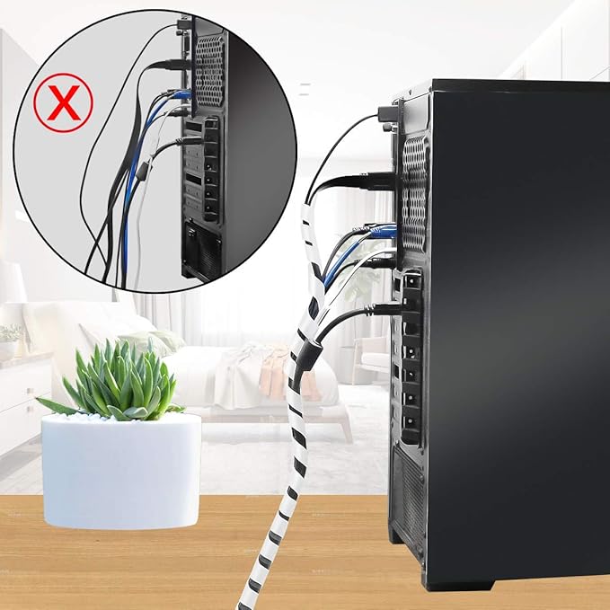 33FT XHF 5/16" Clear Spiral Cable Wrap 8mm Cord - Image 2