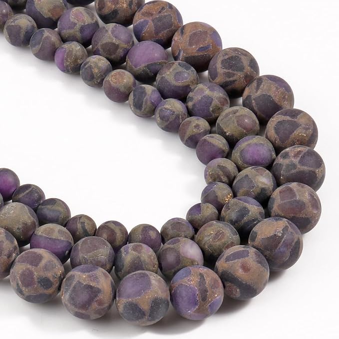6mm Matte Purple Cloisonne Jasper Bead, 15-Inch Matte Round Loose Stone Beads - Image 5
