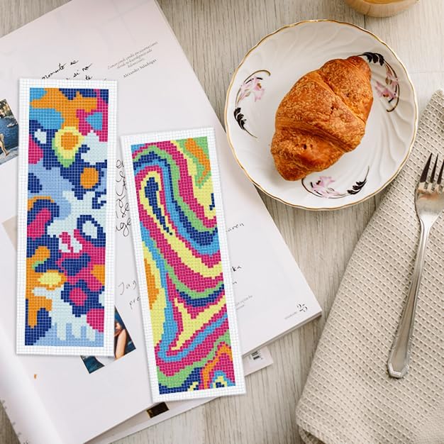 INFUNLY 6pcs Abstract Art DIY Cross Stitch Bookmark Kits - Image 7