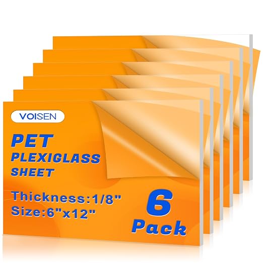 VOISEN 6 Pack Plexiglass Sheets 1/8 Inch Thick, Display Cases, Sneeze Guard by VOISEN