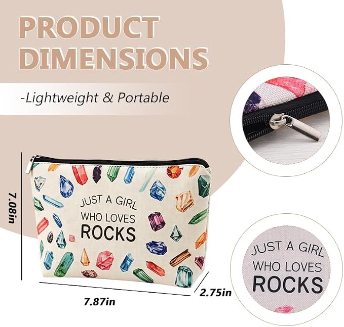 Geology Gifts for Women Rock Lover Makeup Bag for Girls Rocksy Geologist Travel - Image 2