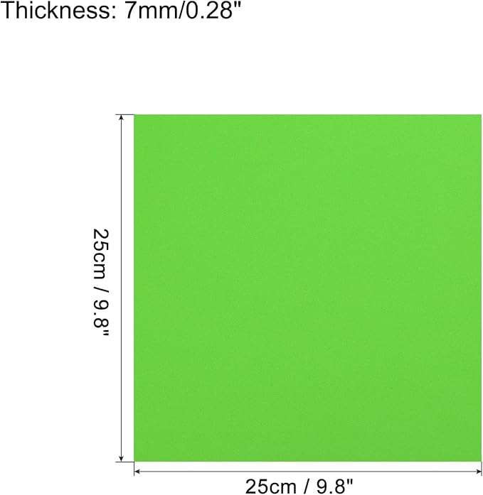 MECCANIXITY EVA Foam Sheets Green 9.8 Inch x 9.8 Inch 7mm Thick Crafts Foam - Image 2