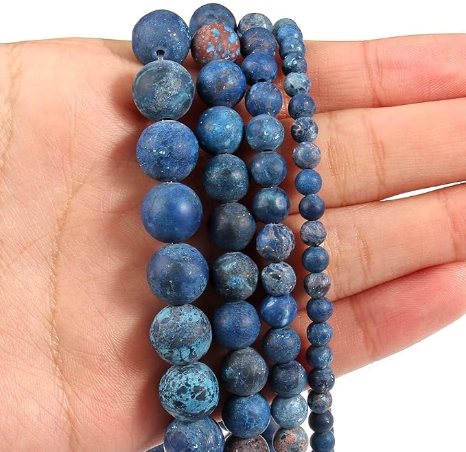 48pcs Natural Matte American Turquoise Gemstone Beads，8mm Frosted Round Loose - Image 7
