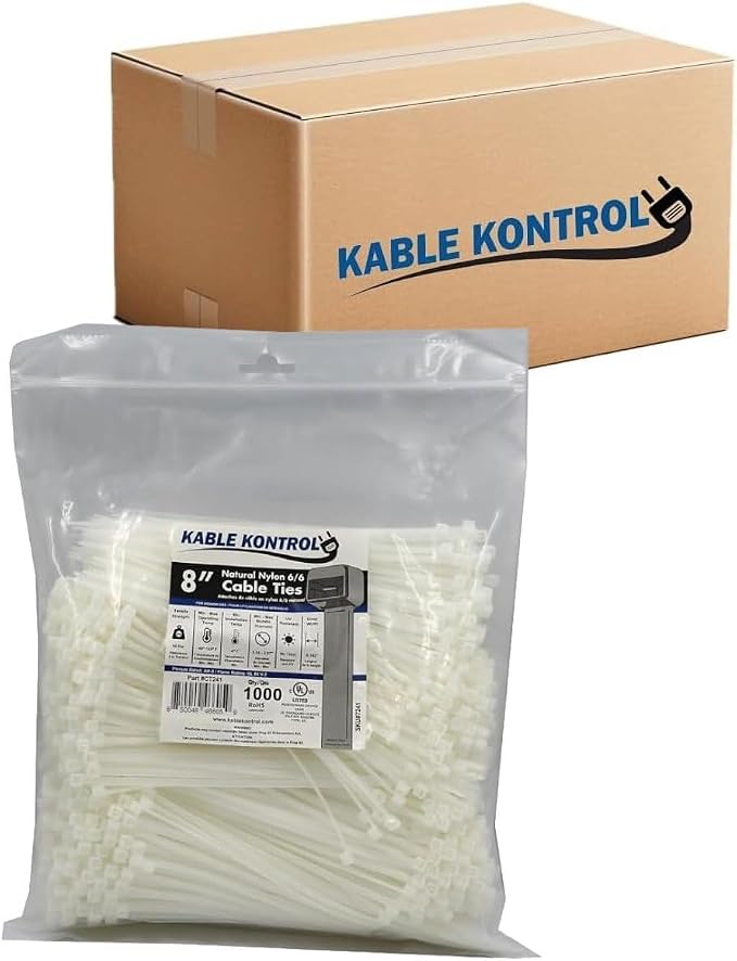 Kable Kontrol Cable Zip Ties Natural White 17, 40 Lbs Tensile Strength by KABLEKONTROL%C2%AE