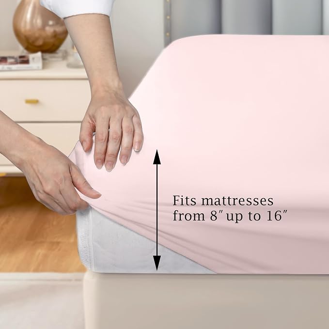FreshCulture Pure Cotton Fitted Sheets Queen Size, 300 Thread Count Percale - Image 3