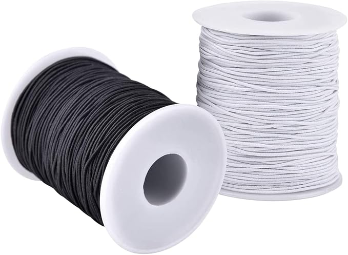 LUSTEMBER Elastic String for Bracelets, 2 Rolls 1 mm Sturdy Stretchy Elastic by LUSTEMBER