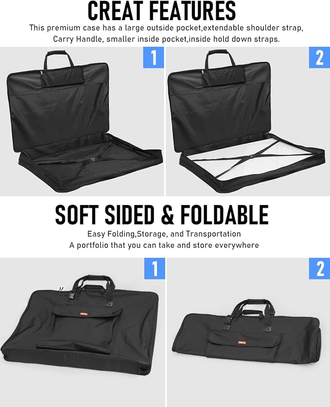 Nicpro Art Portfolio Bag 20 x 26 Inches, Waterproof Nylon Artist Case Carrying - Image 3