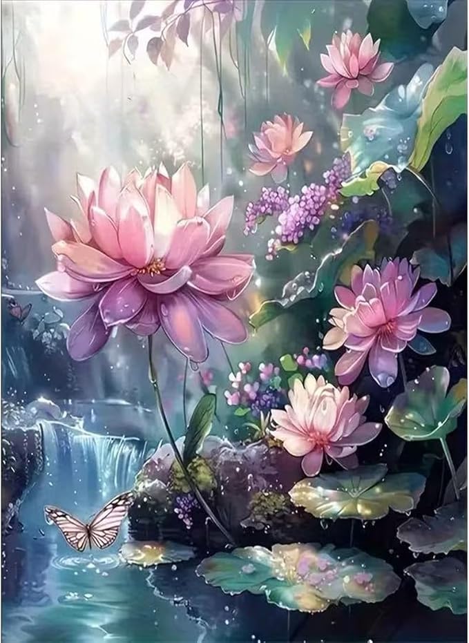 SHICERNHJ 5D Diamond Art Kits for Adults, Lotus Flower Diamond Painting Kits by Unknown