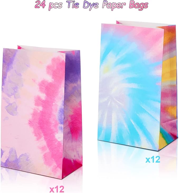 Zonon 24 Pcs Tie Dye Paper Bags Camouflage Treat Goody Bags Retro Gift Pouch - Image 2
