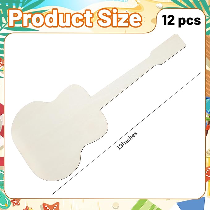 12 Pack 12 Inch Wooden Unfinished Guitar - Image 2