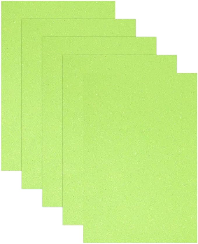 MECCANIXITY 5 Sheets Light Green Shiny Foam Sheets, 8 Inch x 12 Inch Sparkle by MECCANIXITY