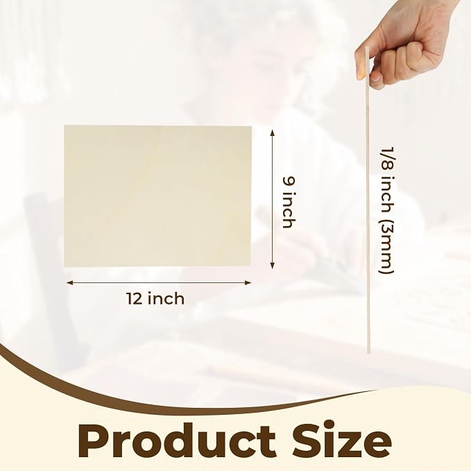 24 Pack Basswood Plywood Sheets 9"x12"x1/8", Basswood - Image 2