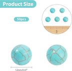 arricraft 50 Pcs Synthetic Turquoise Beads, 12mm Smooth Howlite Turquoise - Image 2