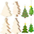 48Pcs Unfinished Paintable Blank Wooden Christmas Tree Festival Decoration by Tmflexe