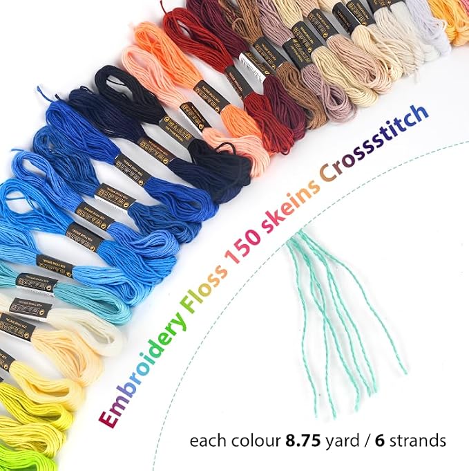 150 Color Skeins Rainbow Color Embroidery Floss，Cross Stitch Threads, Bracelet - Image 2