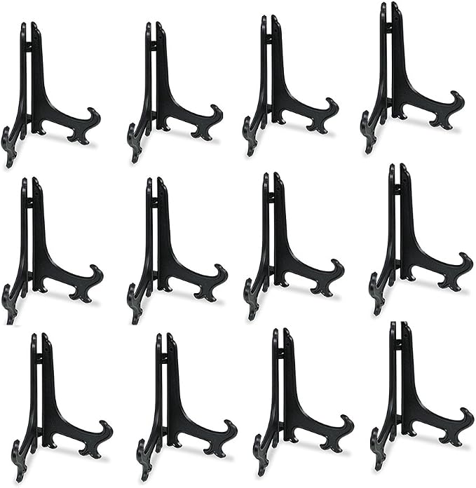 Artliving 7 Inch Black 12pcs/Set Plastic Easels Plate Display Stands Picture by Artliving