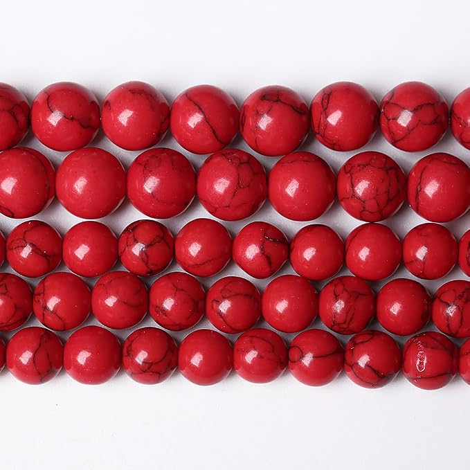 72PCS 10mm Natural Stone Beads Red Turquoise Gemstone Round Loose Beads - Image 2