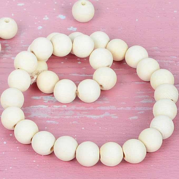 150pcs 25MM Wood Beads Natural Unfinished Round Wooden Loose Beads Wood Spacer - Image 7