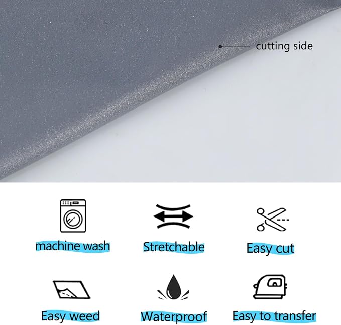 guangyintong Reflective Dark Grey Heat Transfer Vinyl HTV Rolls, Dark Grey HTV - Image 4