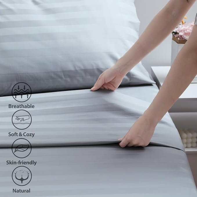 2-Pack Cotton Twin Flat Sheet Only, 600 Thread Count 100% Egyptian Cotton Top - Image 3