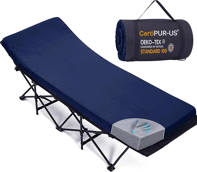 CYMULA Camping Cot Mattress 2in Memory Foam Sleeping Pad, Soft Warm Non-Slip by CYMULA