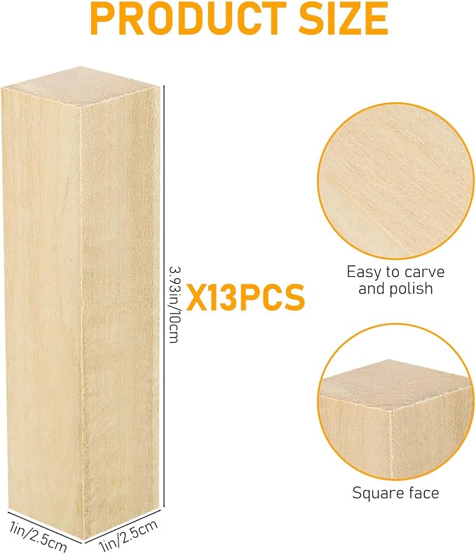 13 Pcs Unfinished Wooden Blocks - Image 2