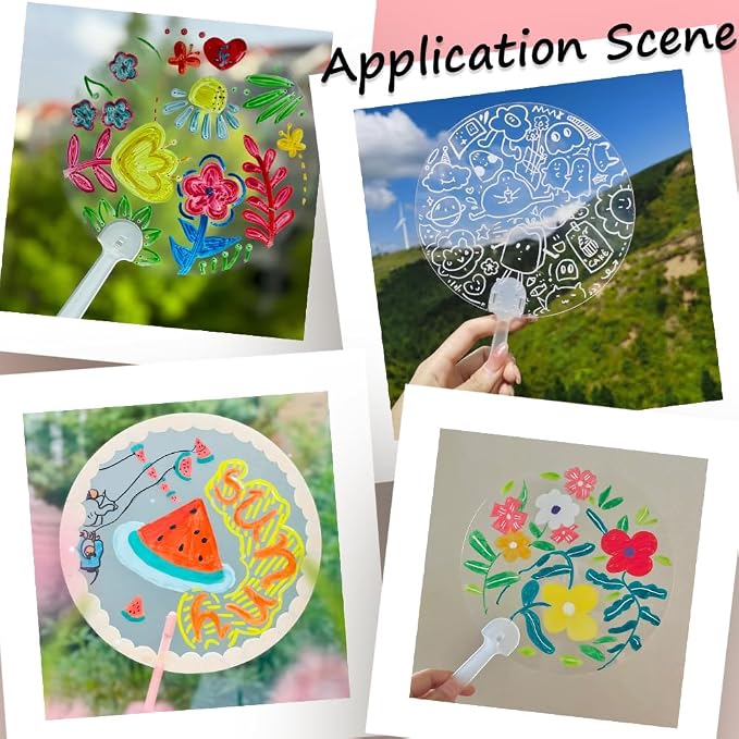10Pcs 6.7in Plastic Round Hand Fan Blank Hand Fans Bulk Summer Round PVC Clear - Image 6