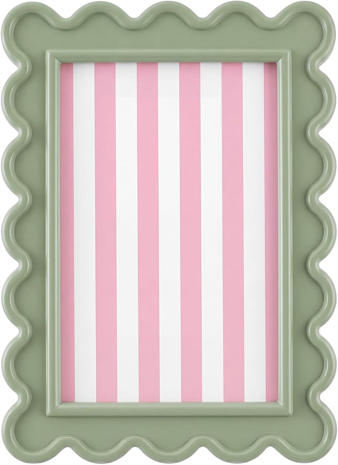 AceOrbit 4x6 Inches Sage Green Flower Wavy Scalloped Picture Frame Cute Wavy by Unknown