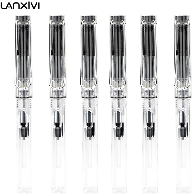 Lanxivi Yongsheng Calligraphy Fountain Pen Set Transparent Clear, 6 Assorted - Image 5
