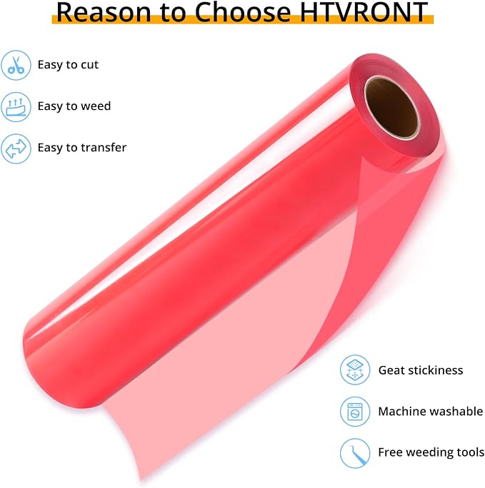 HTVRONT Red HTV Heat Transfer Vinyl, Coral Red, Iron On Vinyl, All Cutting - Image 4