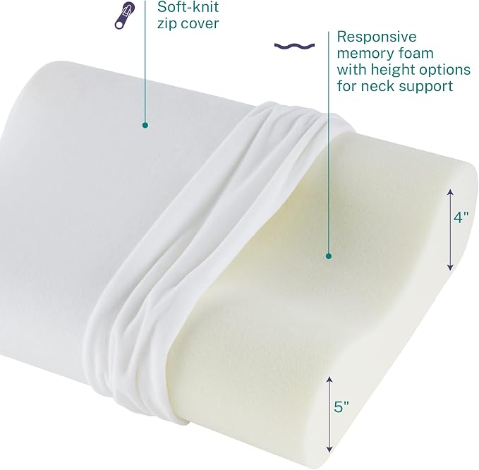 Sleep Innovations Memory Foam Contour Pillow, Standard Size, and Shoulder - Image 3