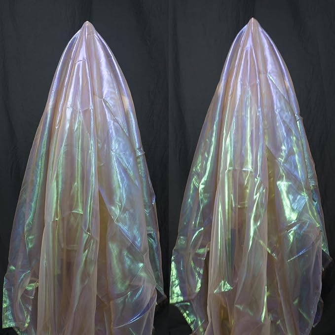 Coffee Brown Iridescent Organza Fabric - Image 5