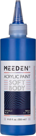 MEEDEN Soft Body Acrylic Paint: Phthalo Blue Matte Finish - 250ml/8.45oz Bulk by MEEDEN