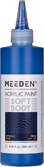 MEEDEN Soft Body Acrylic Paint: Phthalo Blue Matte Finish - 250ml/8.45oz Bulk by MEEDEN