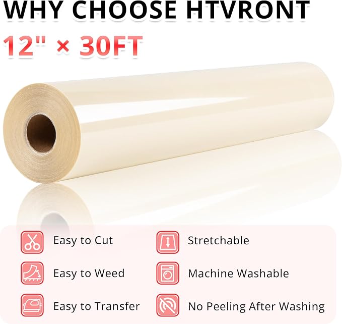 HTVRONT Beige Heat Transfer Vinyl Roll - Image 6