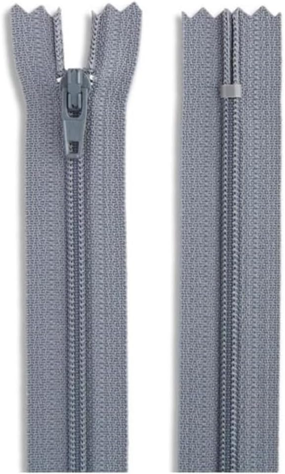 Dark Grey 22" Nylon Coil Zipper Non-Separating Closed End – Replacement Zipper - Image 3