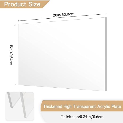 Clear Acrylic Sheet Plexiglass, 1/4" Thick Cast Acrylic Glass Sheet, Plexiglass - Image 2