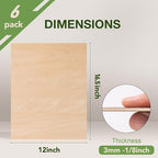 6 Pack Basswood Sheets, 12 x 16.5 x 1/8 Inch, 3mm Thin Plywood Sheets - Image 2