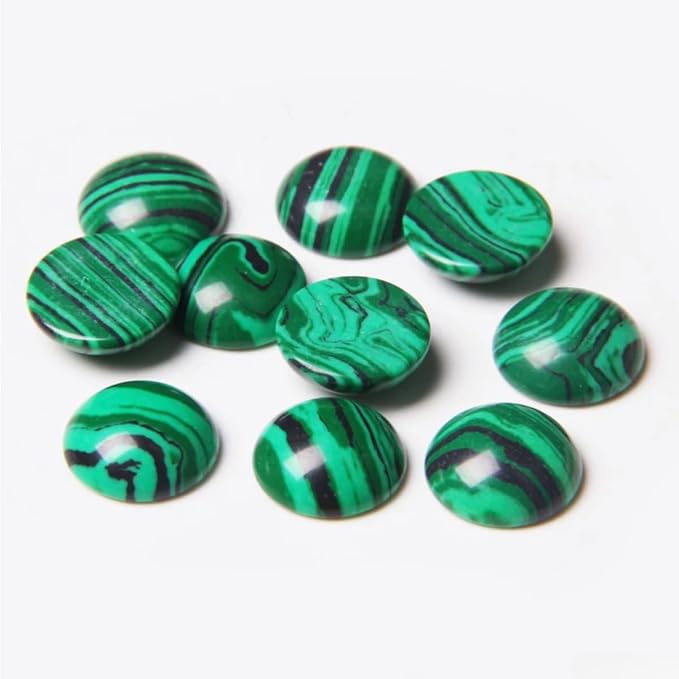 20pcs 16mm Natural Stone No Hole Malachite Semicircle Smooth Cabochons Beads - Image 2