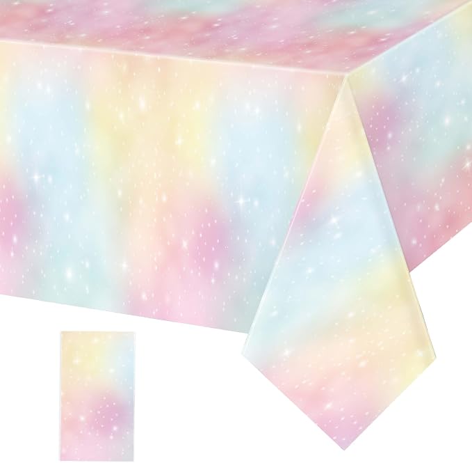 Tiamon 1 Pc Pastel Rainbow Tablecloths Birthday Decorations Pastel Table Cloths by Tiamon