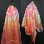 Orange Red Iridescent Organza Fabric - Image 3