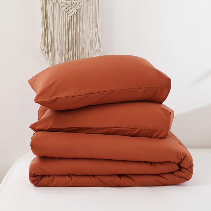 ROSGONIA Queen Comforter Set Burnt Orange, Lightweight Fall Bedding Rust - Image 8