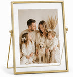 AceList Floating Picture Frame, 8x10 Gold Double Glass, Tabletop | Modern by AceList