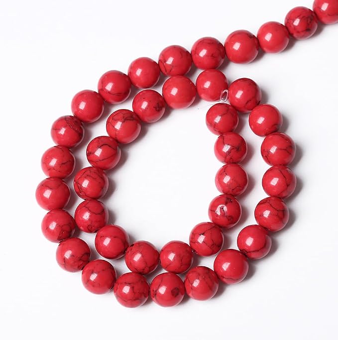 120PCS 6mm Natural Stone Beads Red Turquoise Gemstone Round Loose Beads - Image 5
