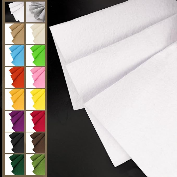 IONTACH 36" X 36" White Stiff Felt Fabric 1.2mm Thick | Felt Sheet by IONTACH