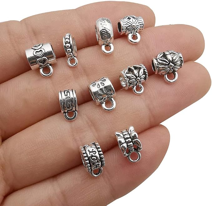 100 pcs Clasp Bail Beads Charms, Bail Tube Beads, Loose Spacer Bead, Bead - Image 2