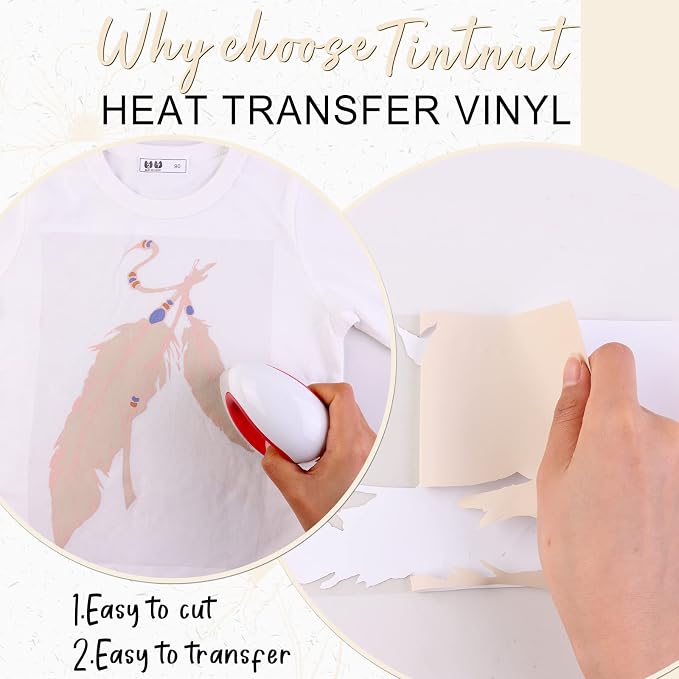 Tintnut Sand Shell Beige Heat Transfer Vinyl, 10inx6ft Iron on Vinyl | Neutral - Image 3
