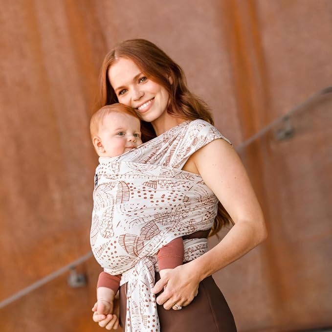 Moby Baby Wrap Carrier Evolution by Petunia Pickle Bottom for Newborns to Toddlers (8-33lbs), Infant Sling Carrier, Lightweight & Hands Free Design, Adjustable for All Body Types (Woodgrain)